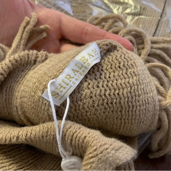 New! Classy neutral knit Shiraleah Camel Rowan Poncho sweater open tan NWT - Picture 4 of 10